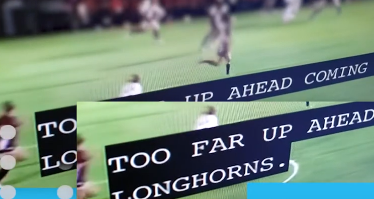 Captions are displayed on sports event